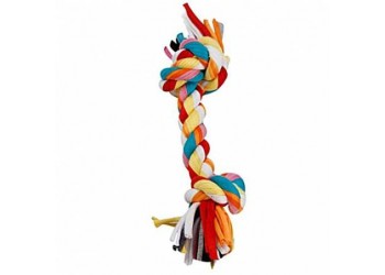 LEOPET CORDA 2 NODI IN COTONE INTRECCIATO MULTICOLORE Cm 35